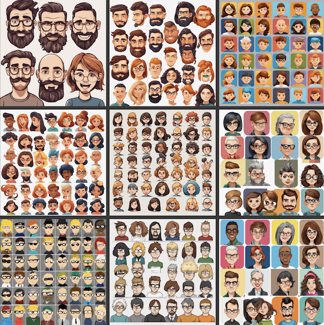 Selection of faces generated with AWS Bedrock