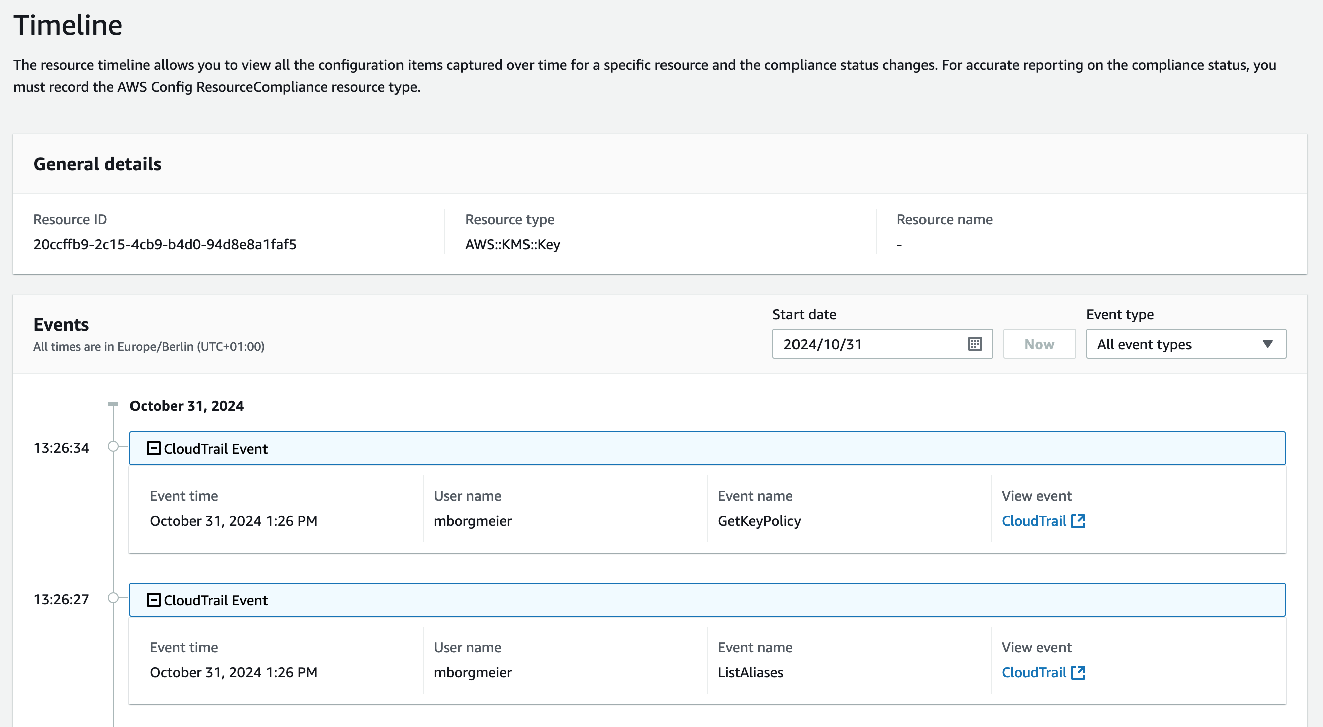 AWS Config: Resource Timeline