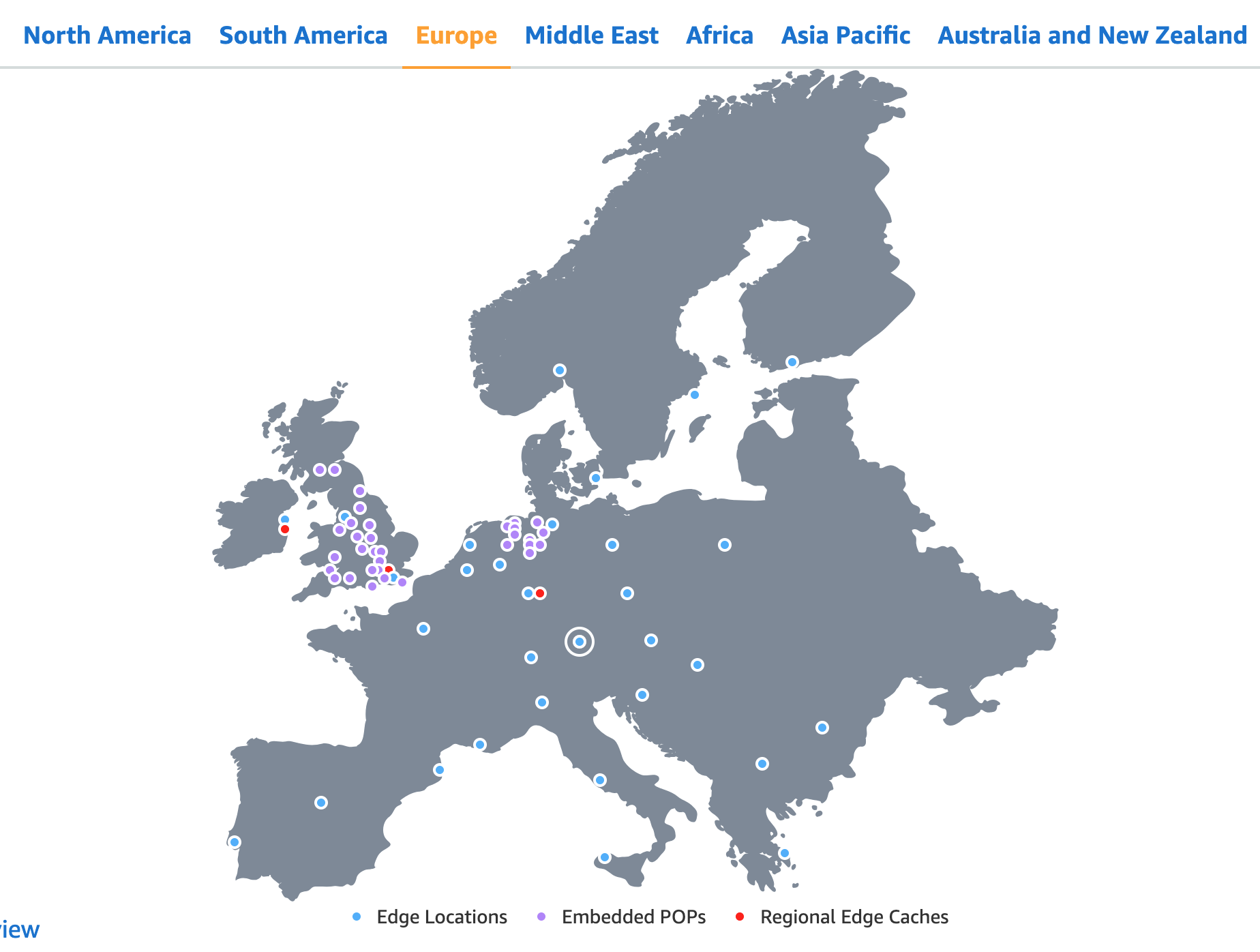 Screenshot on the Europe Map on the CloudFront Features page