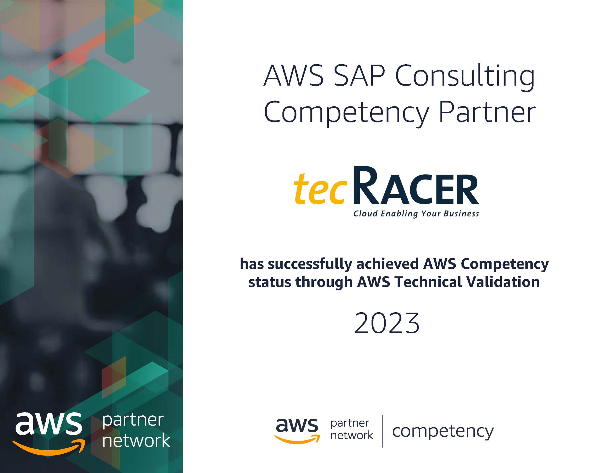 tecRacer achieves AWS SAP Competency Partner status! - tecRacer